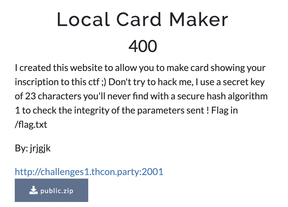 Description in the CTF portal